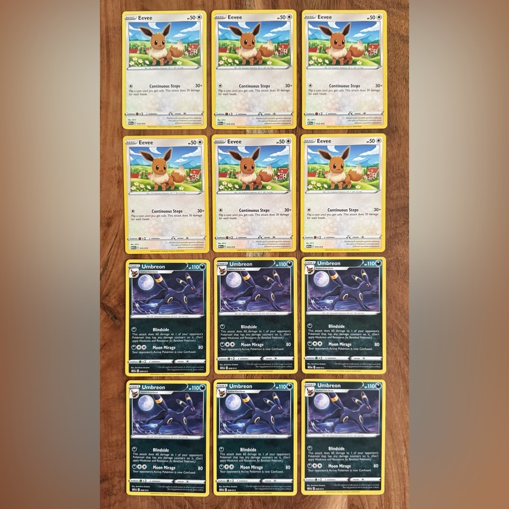 Eevee and Umbreon Pokémon Card Lot Bulk Bundle Set 12 Cards